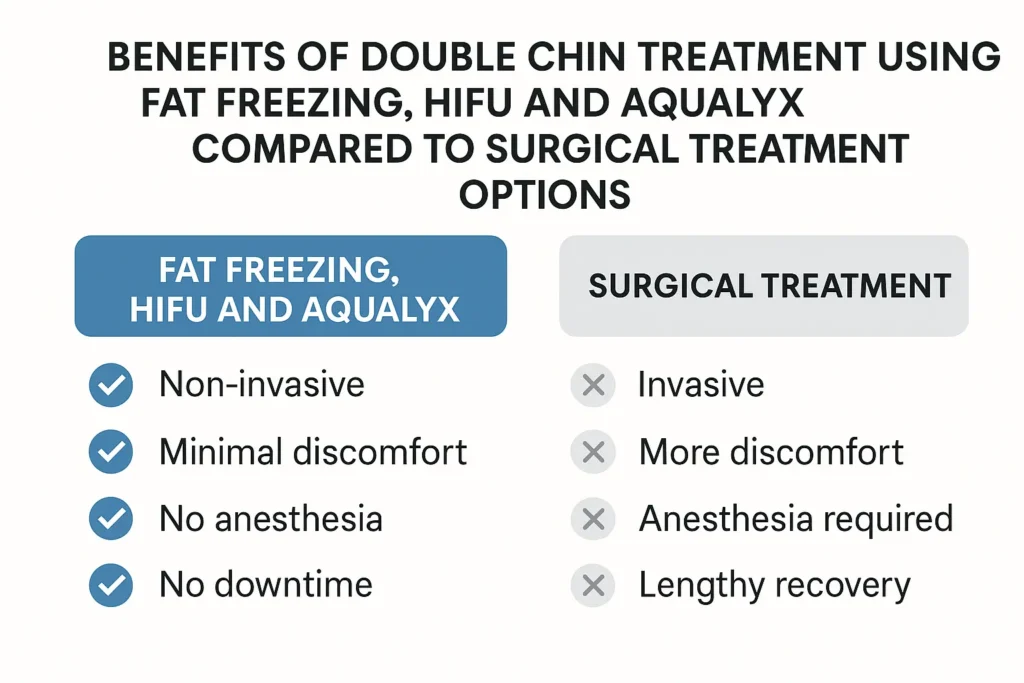 Graphic about the benefits of double chin treatment Greater London (Greenwich) - from LA LIPO
