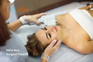 Woman having Hi-Fu to reduce wrinkles Greater London (Greenwich).