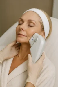 Woman receiving HIFU non surgical facelift treatment Greater London (Greenwich)