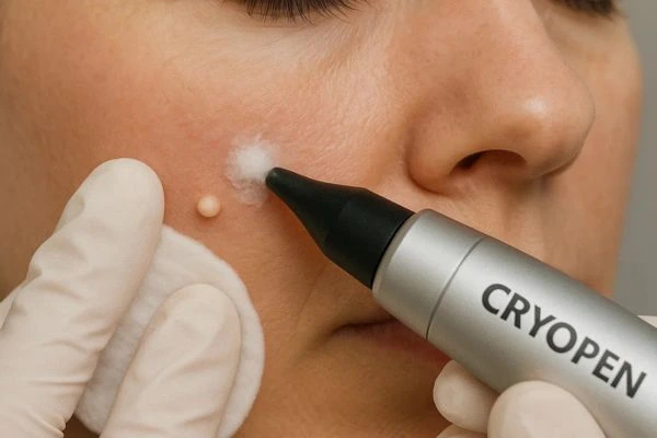 Woman receiving milia removal treatment Greater London (Greenwich)